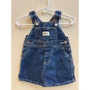 Vintage Osh Kosh  Bgosh Denim Overall Jumper Dress Baby Girl 0-3M Excellent